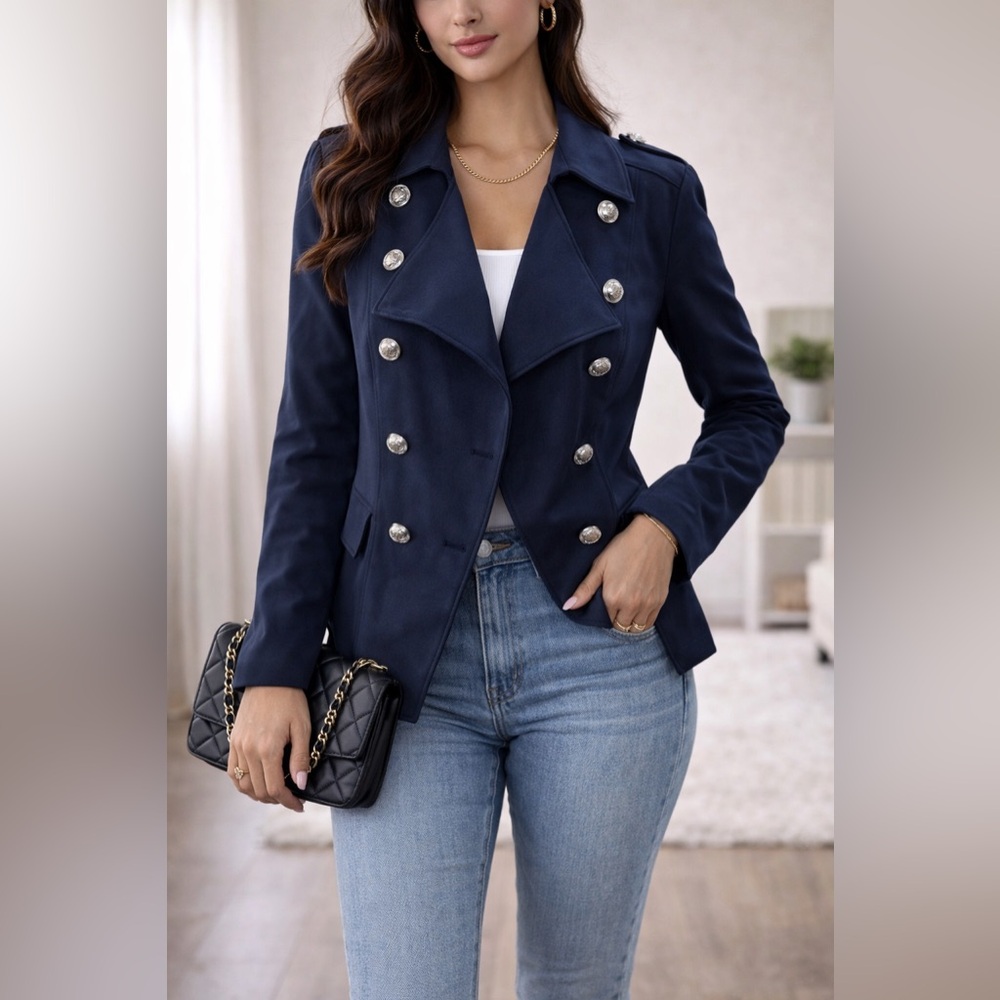 NWT INC Winter Mariner Blazer with Silver Buttons